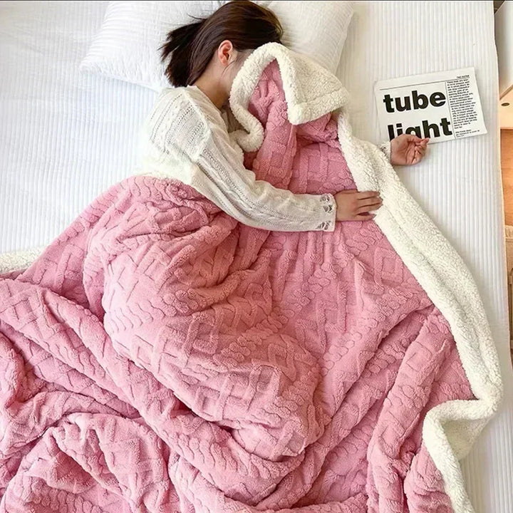 Lambswool Style Microfiber Fleece Winter Blanket Double-Sided | Double-Sided Lambswool-Style Warmth | Fleece Blankets