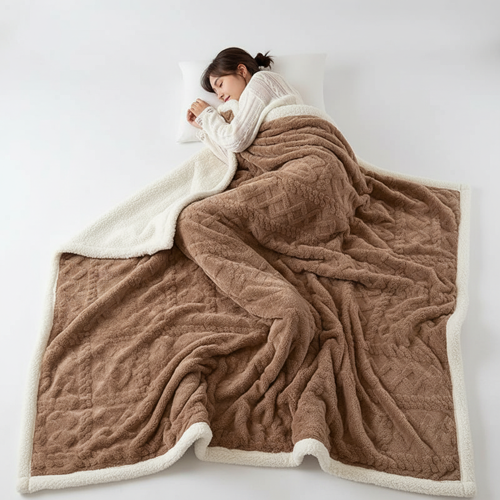 Lambswool Style Microfiber Fleece Winter Blanket Double-Sided | Double-Sided Lambswool-Style Warmth | Fleece Blankets