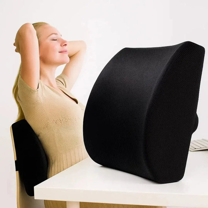 Ergonomic Memory Foam Lumbar Cushion with Mesh Cover and Strap | Lower Back Cushion for Car and Desk | Lumbar Cushions
