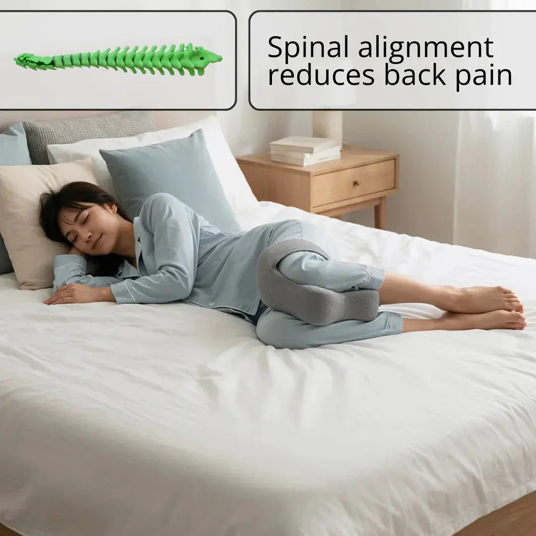 Memory Foam Knee Support Cushion with Adjustable Strap for Side Sleepers | Knee Cushion That Stays in Place | Bed Pillows