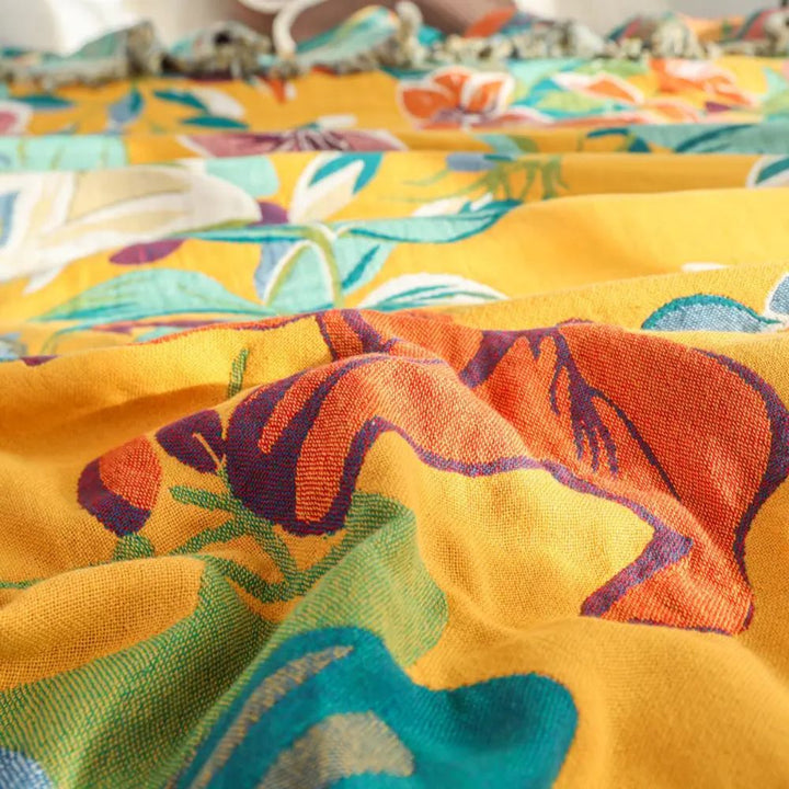 Tropical Pattern Soft Cotton Throw Blanket, 79 x 90.5in | Tropical Pattern for Sofa and Bed | Throw Blankets