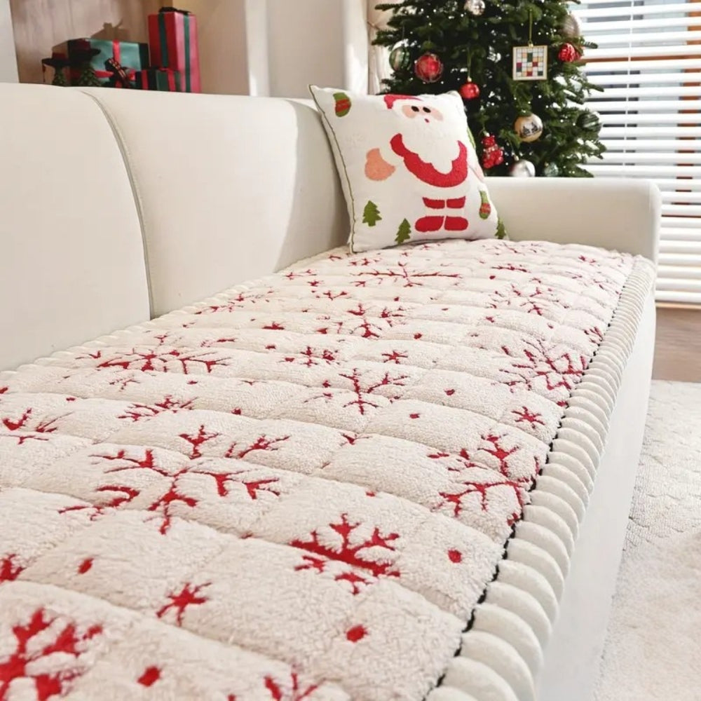 Festive Winter Holiday Sofa Cover, Thickened Cushion Style | Holiday Cheer for Your Sofa | Sofa Covers