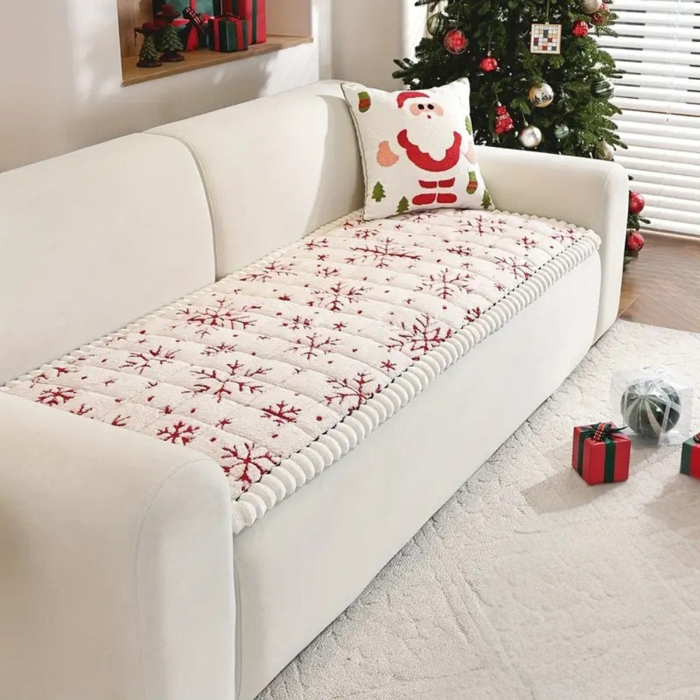 Festive Winter Holiday Sofa Cover, Thickened Cushion Style | Holiday Cheer for Your Sofa | Sofa Covers