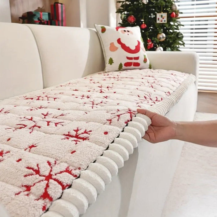 Festive Winter Holiday Sofa Cover, Thickened Cushion Style | Holiday Cheer for Your Sofa | Sofa Covers