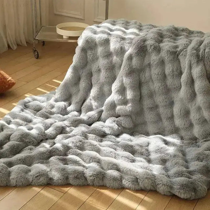 Fluffy Bubble Texture Winter Blanket for Sofa and Bed | Fluffy Bubble Texture Warmth | Throw Blankets