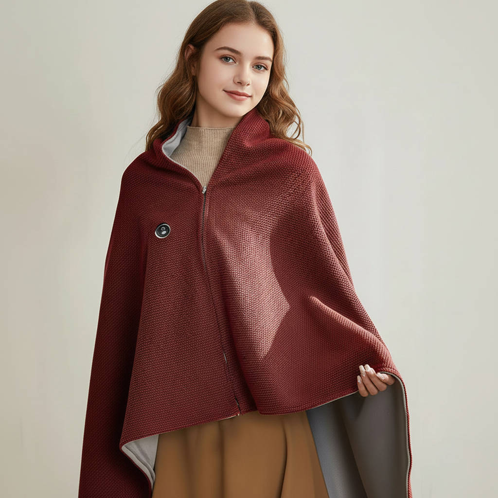 USB-C Heated Shawl Blanket with Eight Heating Zones and Three Heat Levels | Eight-Zone Heated Shawl on USB-C | Heated Blankets