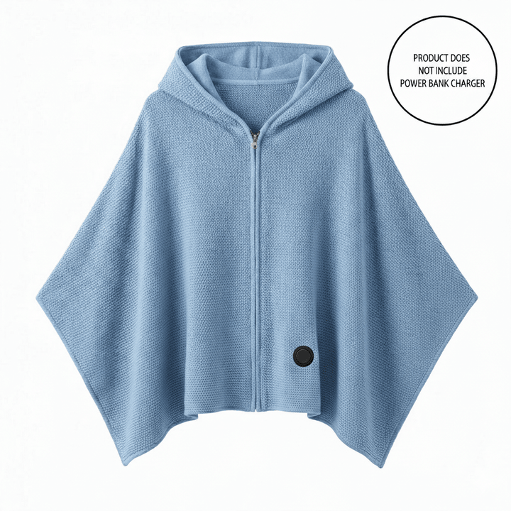 Graphene Heated Hooded Shawl, USB Powered with 15-Second Heat-Up | Graphene Heat That Warms Fast | Heated Blankets