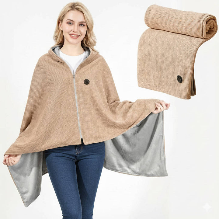 USB-C Heated Shawl Blanket with Eight Heating Zones and Three Heat Levels | Eight-Zone Heated Shawl on USB-C | Heated Blankets