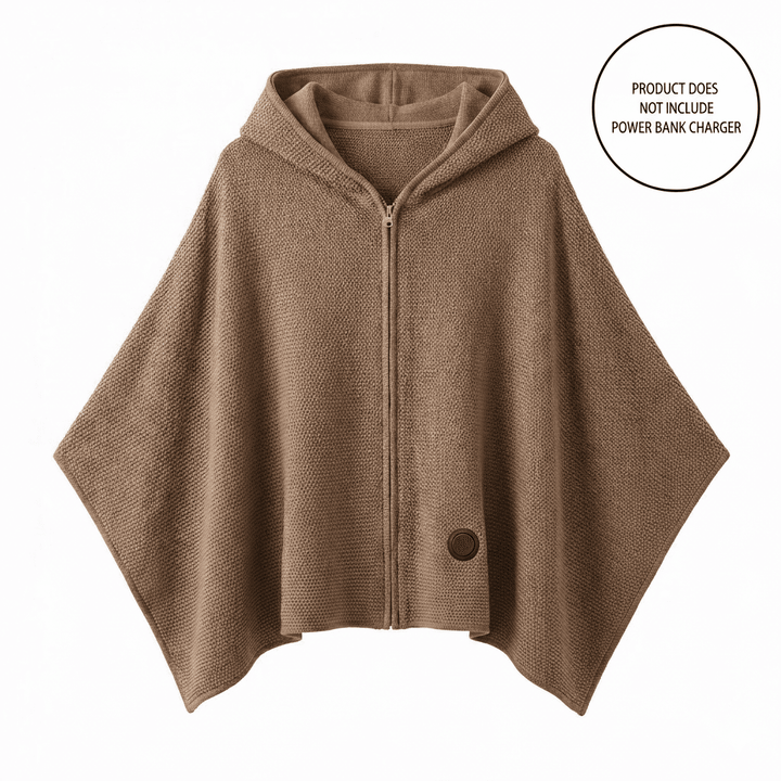 Graphene Heated Hooded Shawl, USB Powered with 15-Second Heat-Up | Graphene Heat That Warms Fast | Heated Blankets