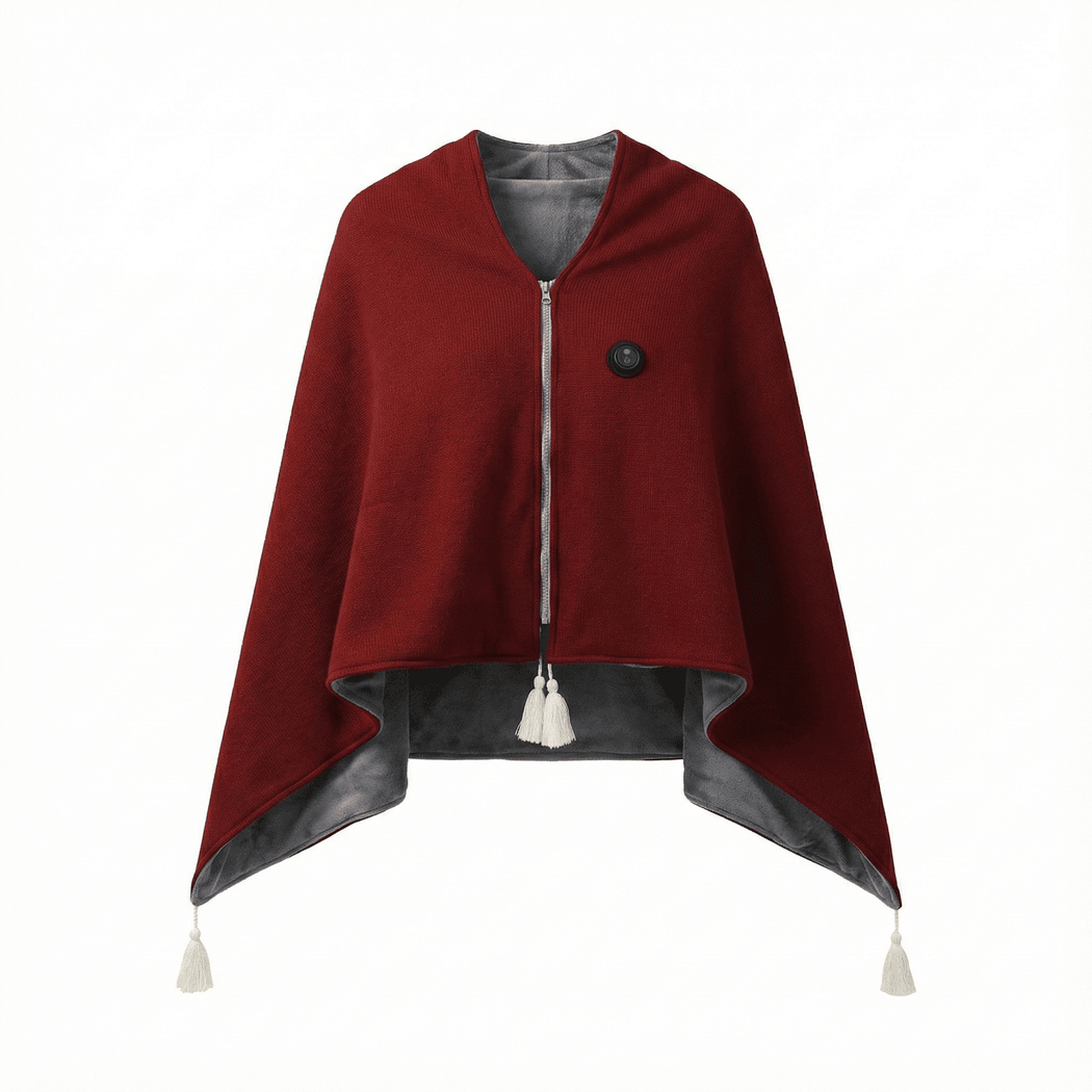 8-Zone USB Heated Shawl in A-Class Cotton, 150 x 80 cm with Zipper | Even 8-Zone Heated Cotton Shawl | Heated Blankets