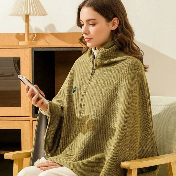 USB-C Heated Shawl Blanket with Eight Heating Zones and Three Heat Levels | Eight-Zone Heated Shawl on USB-C | Heated Blankets