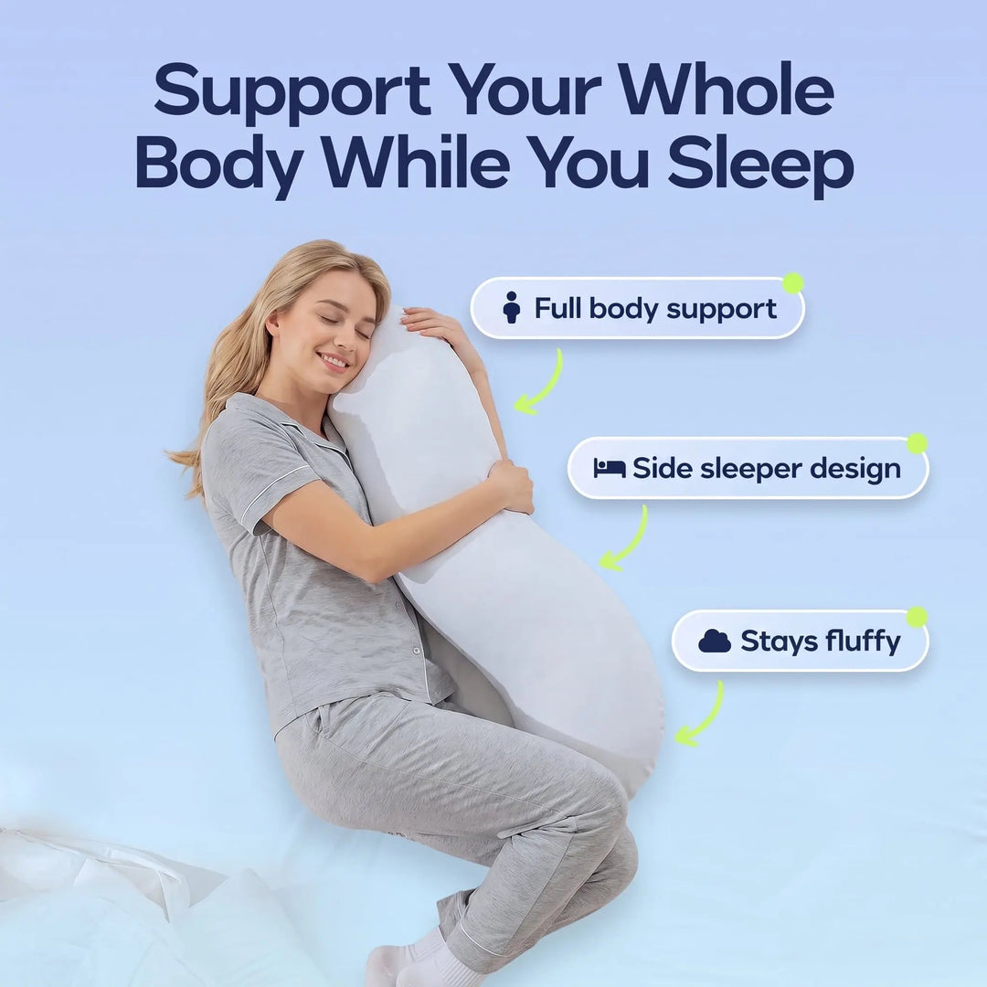 Pea Pod Snuggle Pillow for Side Sleepers with Ice Silk Cover | Hug-Friendly Side Sleeper Support | Body Pillows