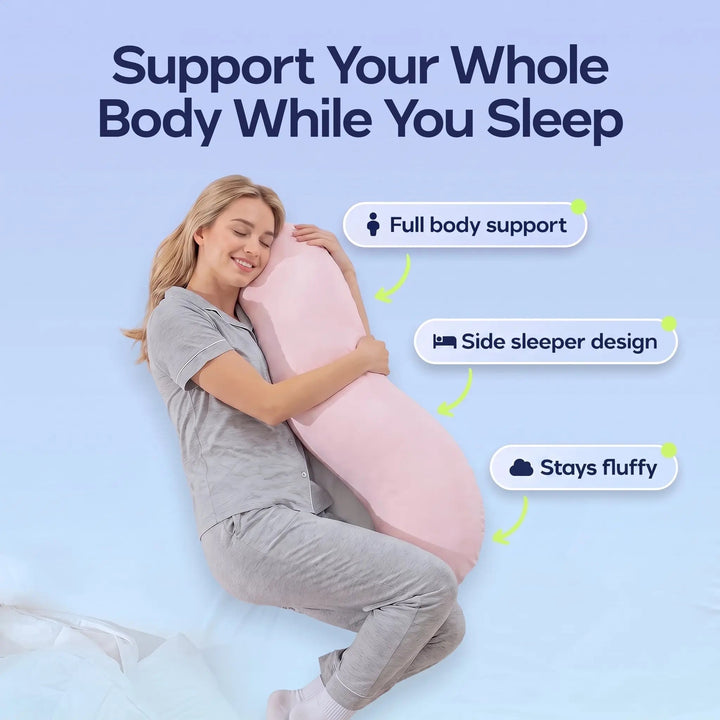Pea Pod Snuggle Pillow for Side Sleepers with Ice Silk Cover | Hug-Friendly Side Sleeper Support | Body Pillows