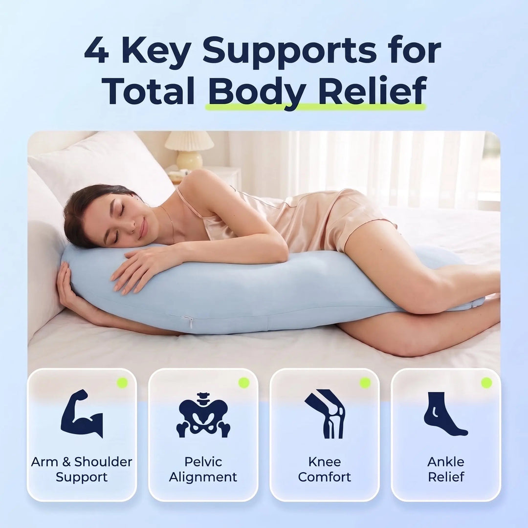 Pea Pod Snuggle Pillow for Side Sleepers with Ice Silk Cover | Hug-Friendly Side Sleeper Support | Body Pillows
