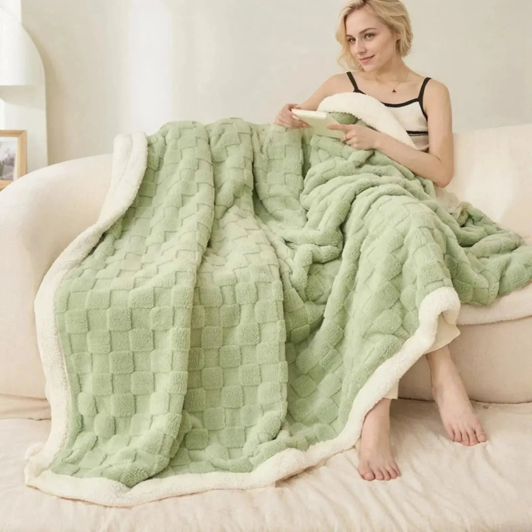 Reversible Sherpa and Flannel Throw Blanket with Dual-Layer Design | Soft Flannel and Fluffy Sherpa Blanket | Throw Blankets