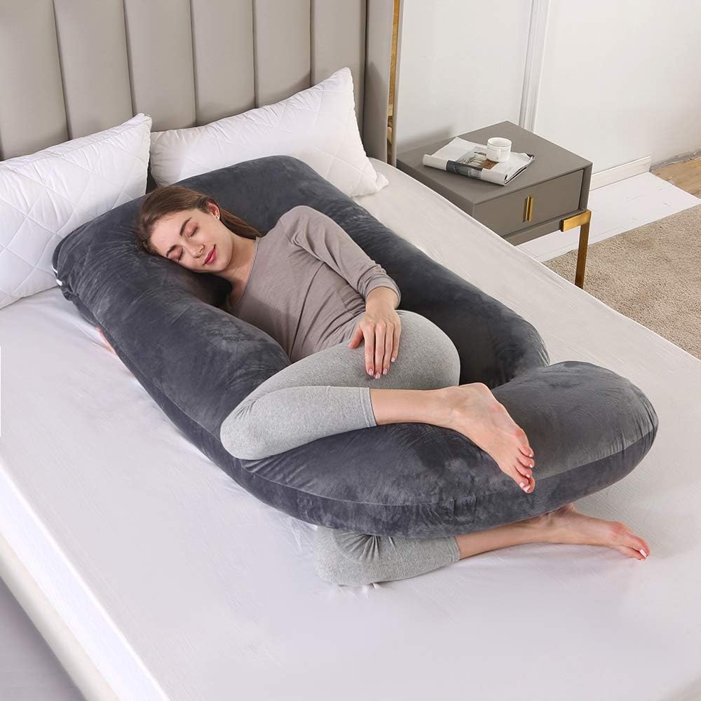 U-Shaped Pregnancy Pillow with Removable Velvet Cover in Two Sizes | Full-Body Hug for Pregnancy | Pregnancy Pillows