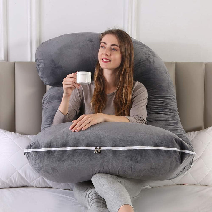 U-Shaped Pregnancy Pillow with Removable Velvet Cover in Two Sizes | Full-Body Hug for Pregnancy | Pregnancy Pillows