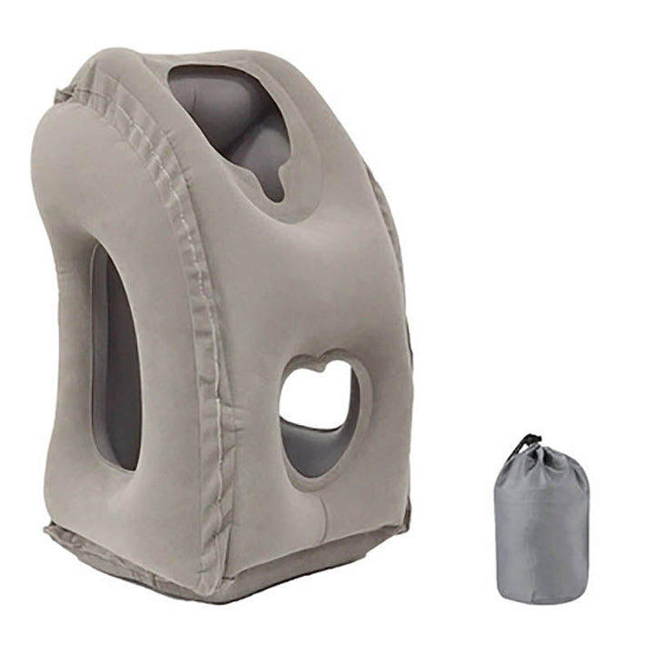 Inflatable Forward-Facing Travel Pillow with Velvety Flocking and Carry Bag | Lean-In Pillow for Long Flights | Travel Pillows