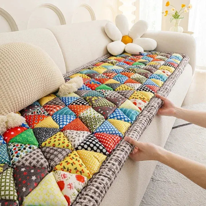 European Floral Print Sofa Slipcover Couch Towel, Woven Fabric | Floral Slipcover for Three-Seaters | Sofa Covers