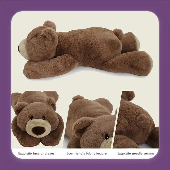 Weighted Stuffed Bear Plush Pillow in Soft Fabric, Three Sizes | Gently Weighted Cuddle Bear | Plush Pillows
