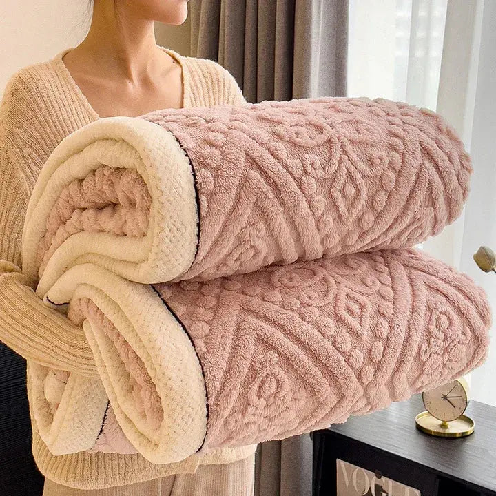 Class A Double-Sided Thickened Blanket with Velvety and Textured Sides | Reversible All-Season Blanket | Throw Blankets