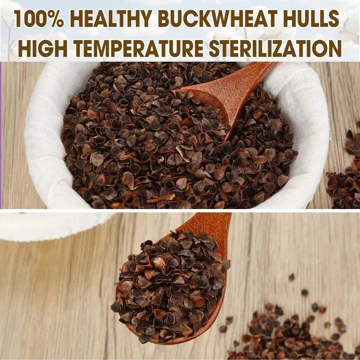 Organic Buckwheat Hull Pillow with Adjustable Fill, 40x60cm, Japanese Style | Firm Cooler Buckwheat Support | Bed Pillows