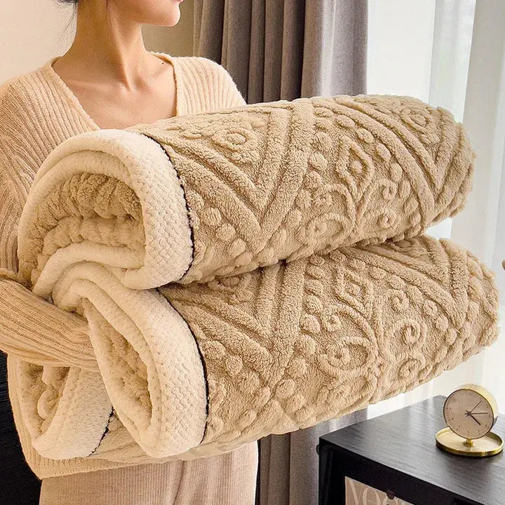 Class A Double-Sided Thickened Blanket with Velvety and Textured Sides | Reversible All-Season Blanket | Throw Blankets