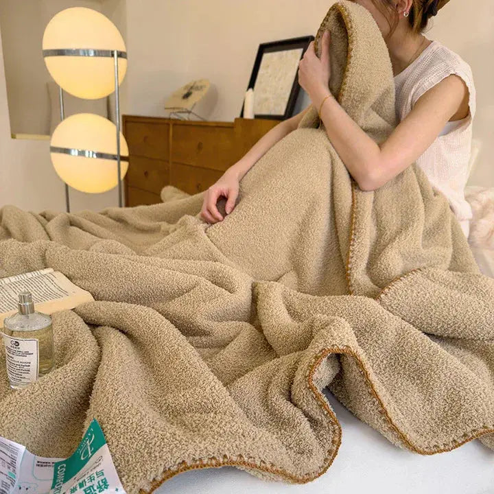 Double Thick Lamb Plush Bed Throw with Microfiber Fleece Layers | Deep Winter Warmth, Extra Plush | Throw Blankets