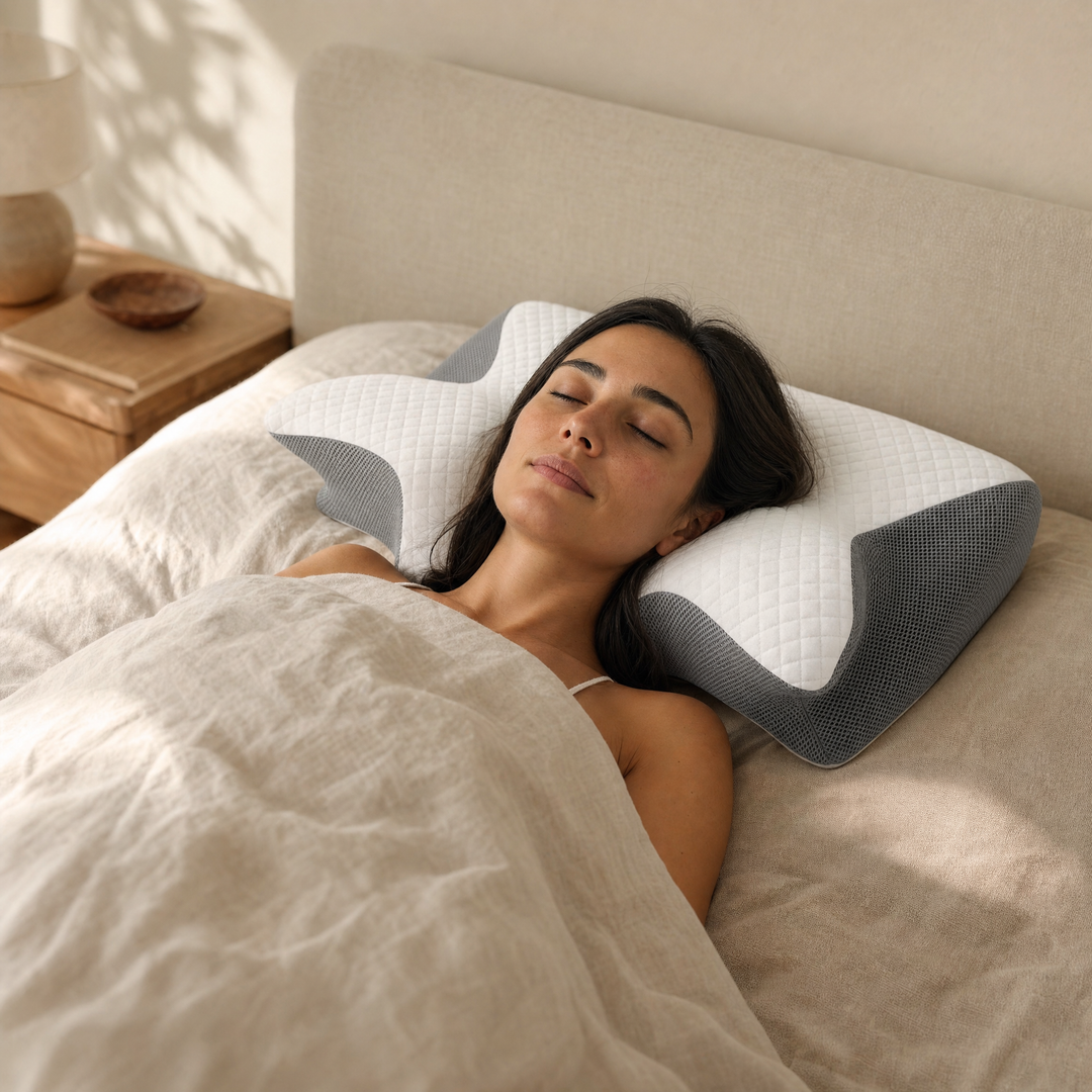 2-in-1 Cervical Pillow with Contour Side and Hollow Armrest Side | Two Pillows in One for Side Sleepers | Bed Pillows