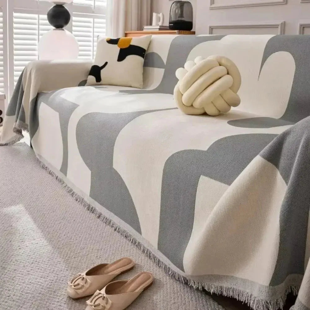 Luxury Chenille Plaid Sofa Throw Blanket in Soft Lightweight Weave | Chenille Plaid Cover for Sofa and Bed | Throw Blankets