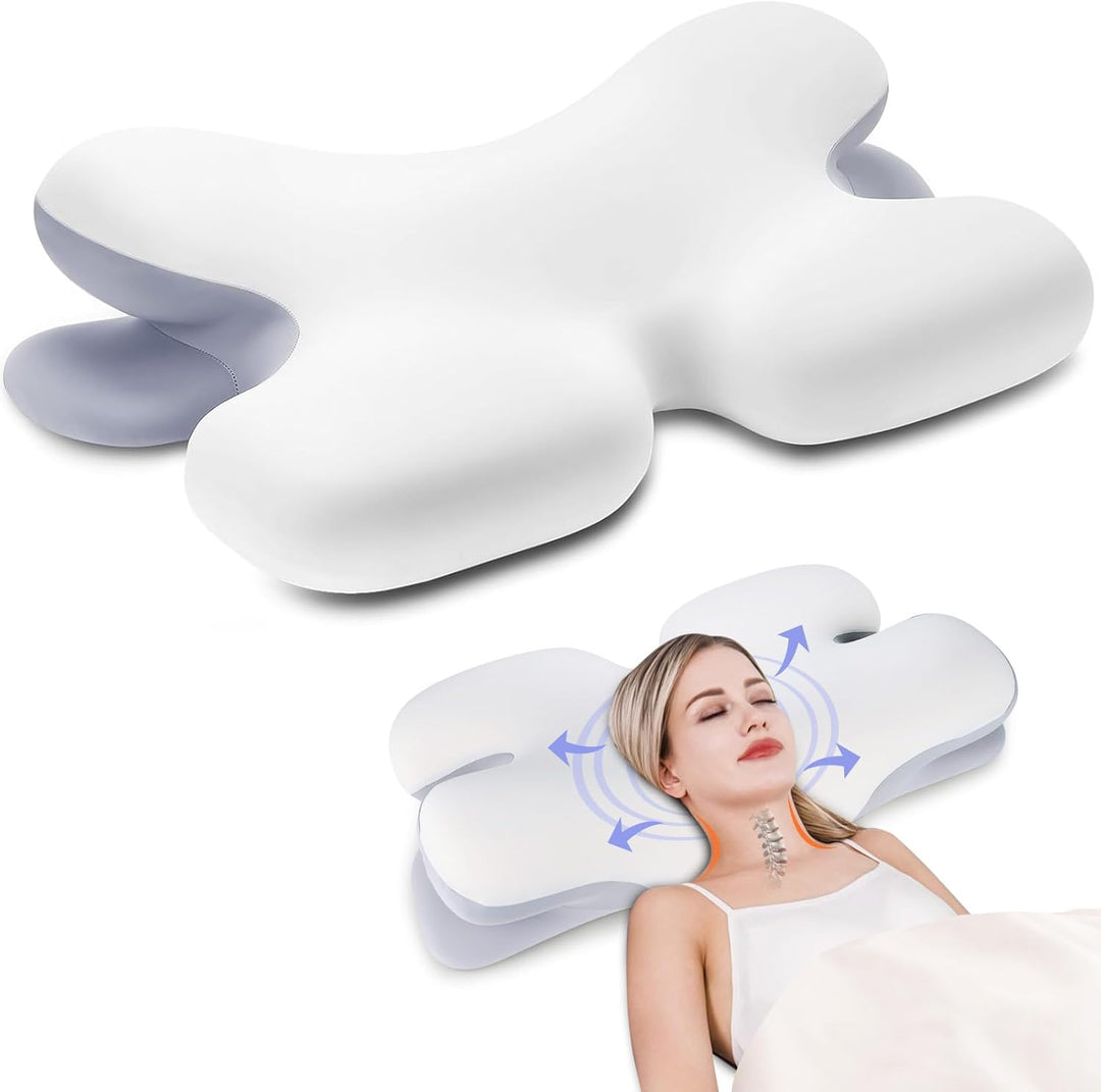 Ergonomic Memory Foam Cervical Pillow in Four Colours | Contoured Neck and Shoulder Comfort | Bed Pillows
