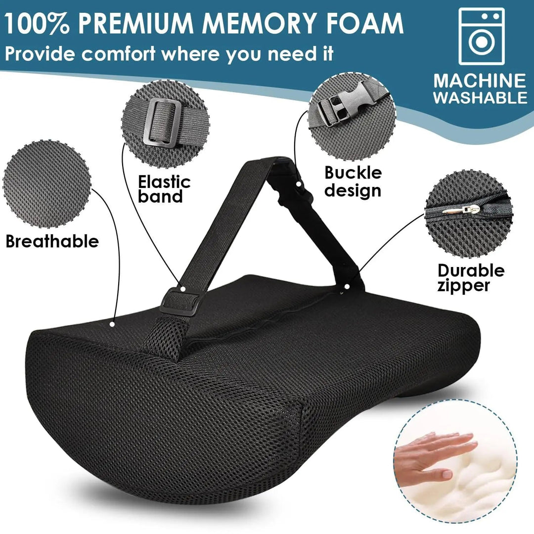 Ergonomic Memory Foam Lumbar Cushion with Mesh Cover and Strap | Lower Back Cushion for Car and Desk | Lumbar Cushions