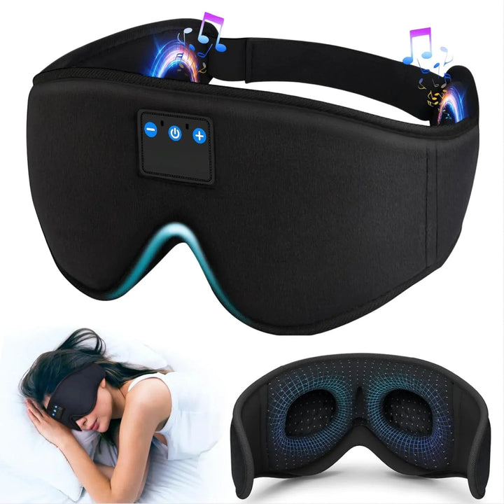 3D Contoured Bluetooth Sleep Mask with Built-In Headphones | Light-Blocking Comfort with Sound | Sleep Masks