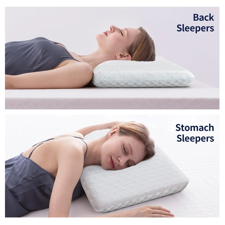 Ultra Thin Memory Foam Pillow with Cooling Ice Silk and Lyocell Cover | Low Profile Dual-Sided Pillow | Bed Pillows