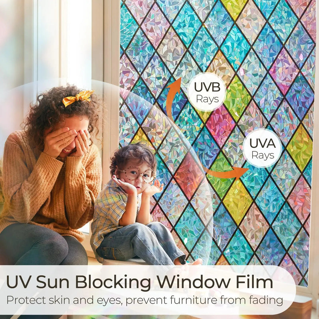 Rainbow Holographic Window Film with Static Cling, 60x100cm | Rainbow Light, Peel and Stick | Window Films