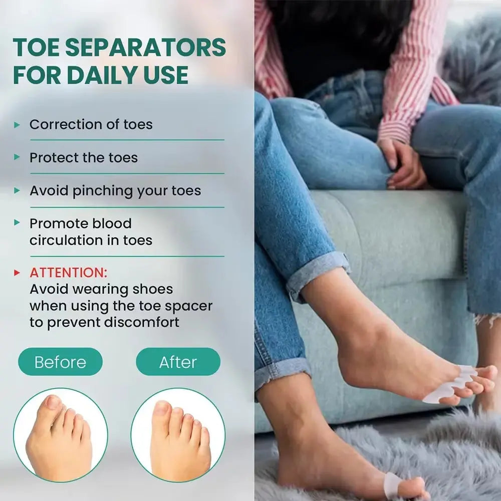 Soft Flexible Silicone Toe Spacer Set for Daily Comfort in Four Colours | Gentle Toe Separation | Foot Supports