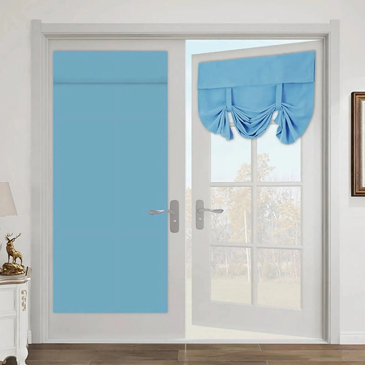 Thermal Insulated Blackout French Door Curtain, Tie Up Panel 66x173cm | Darkness and Privacy for Glass Doors | Door Curtains