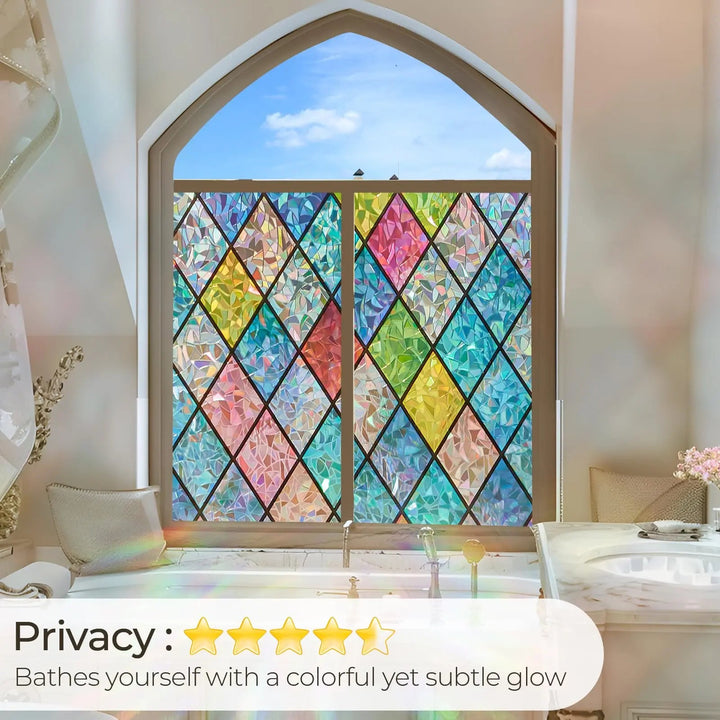 Rainbow Holographic Window Film with Static Cling, 60x100cm | Rainbow Light, Peel and Stick | Window Films