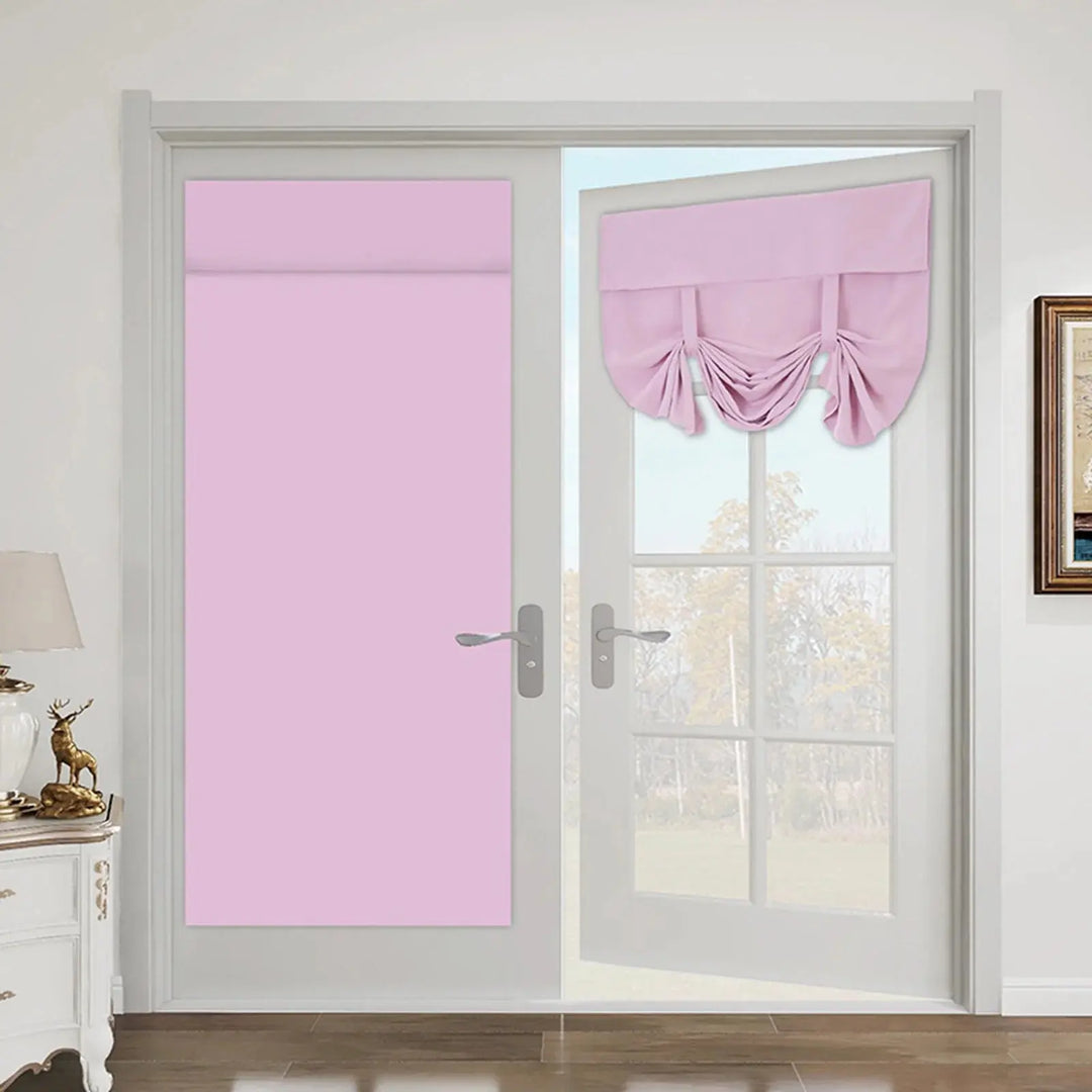 Thermal Insulated Blackout French Door Curtain, Tie Up Panel 66x173cm | Darkness and Privacy for Glass Doors | Door Curtains