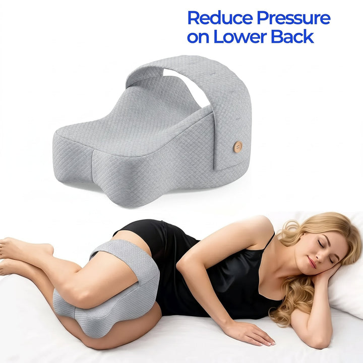 Memory Foam Knee Support Cushion with Adjustable Strap for Side Sleepers | Knee Cushion That Stays in Place | Bed Pillows