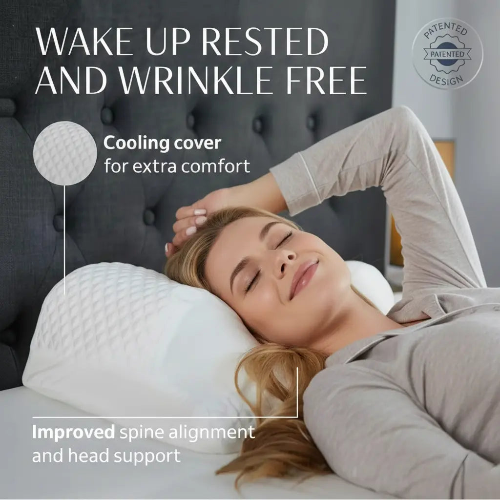 Cooling Ergonomic Memory Foam Contour Pillow for All Sleep Positions | Cool Contoured Support | Bed Pillows