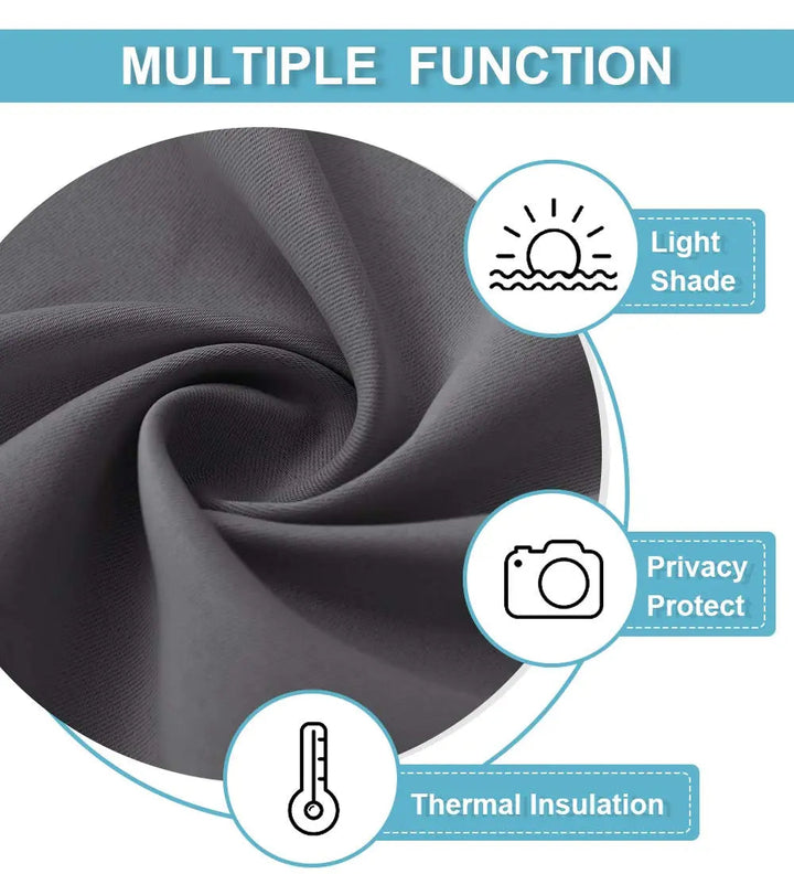 Thermal Insulated Blackout French Door Curtain, Tie Up Panel 66x173cm | Darkness and Privacy for Glass Doors | Door Curtains