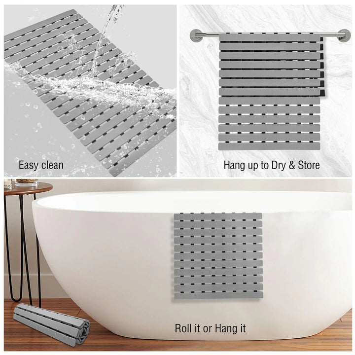 Non Slip Bathtub Mat with Suction Cups and Drain Holes, 40x63cm, BPA Free | Grippy Mat for Slick Showers | Bath Mats