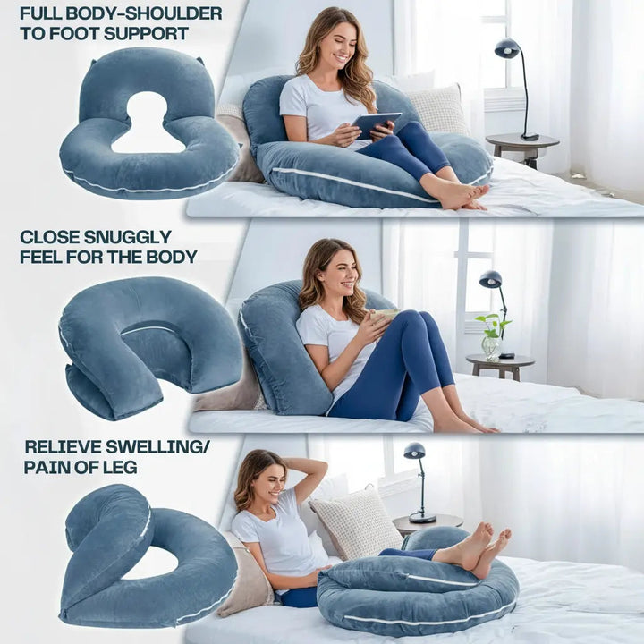 Folding U-Shaped Reading Pillow with Adjustable Fill | Sit Up Comfortably in Bed | Reading Pillows