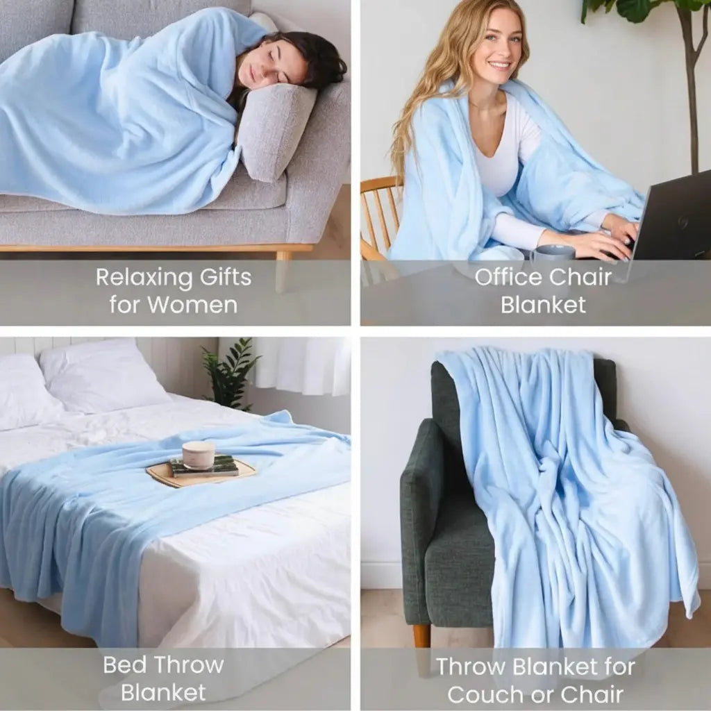 Soft Flannel Wearable Blanket with Knitted Texture for Home and Travel | Slip-On Warmth That Stays Put | Wearable Blankets