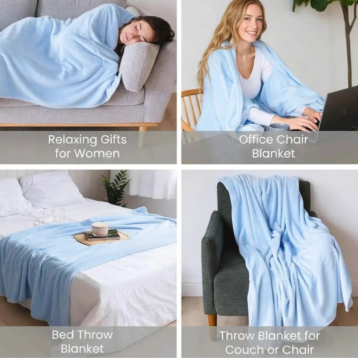 Soft Flannel Wearable Blanket with Knitted Texture for Home and Travel | Slip-On Warmth That Stays Put | Wearable Blankets