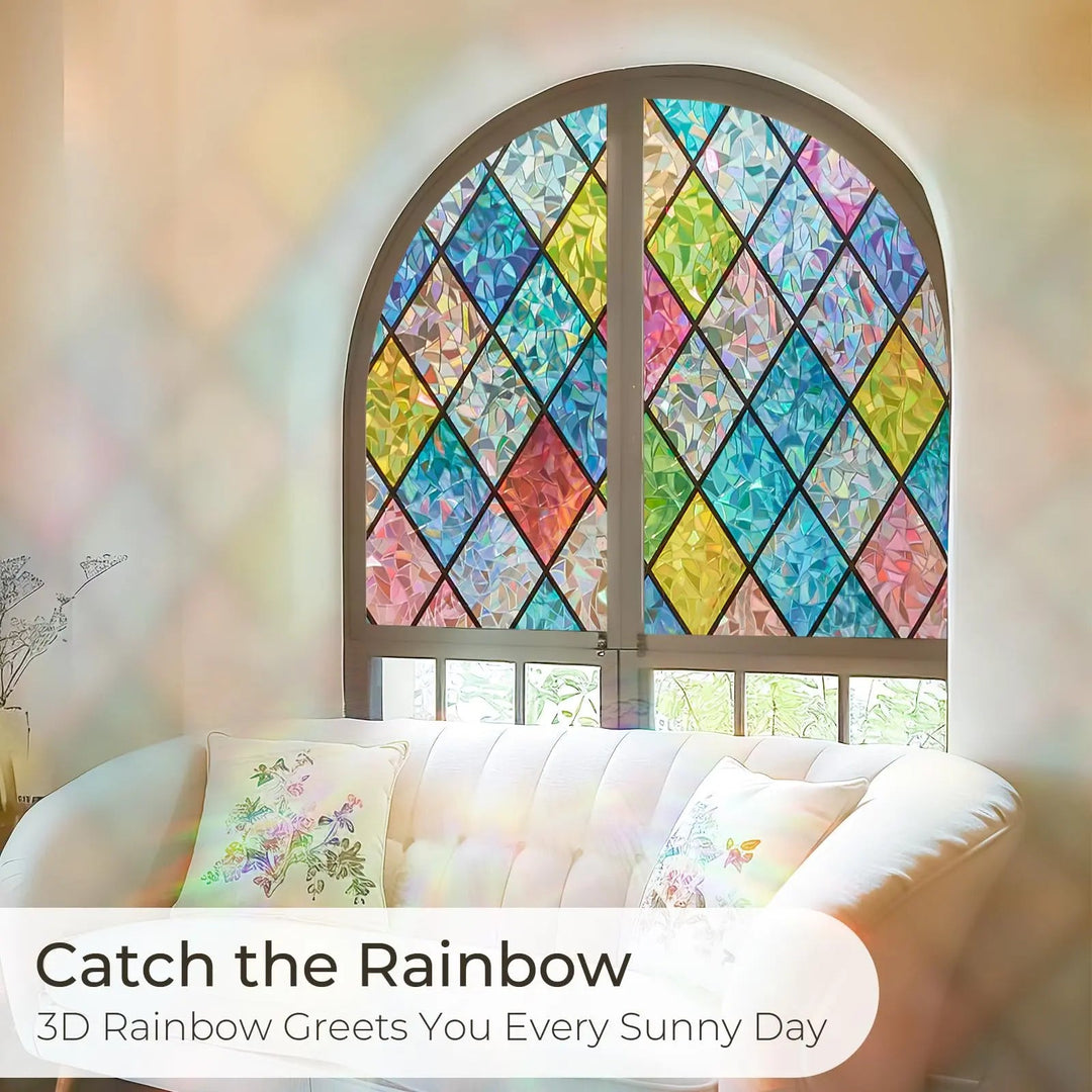 Rainbow Holographic Window Film with Static Cling, 60x100cm | Rainbow Light, Peel and Stick | Window Films