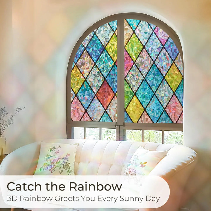 Decorative Rainbow Window Film with Static Cling Application | Privacy with Daylight Rainbows | Window Film
