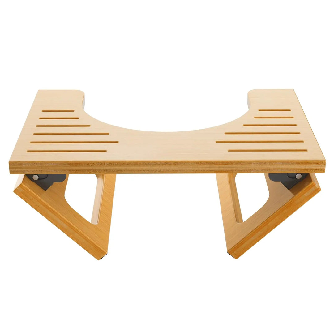 Foldable Bamboo Toilet Stool with Non Slip Strips, 41.5x27.5x18cm | Foldable Footstool for Bathrooms | Bathroom Stools