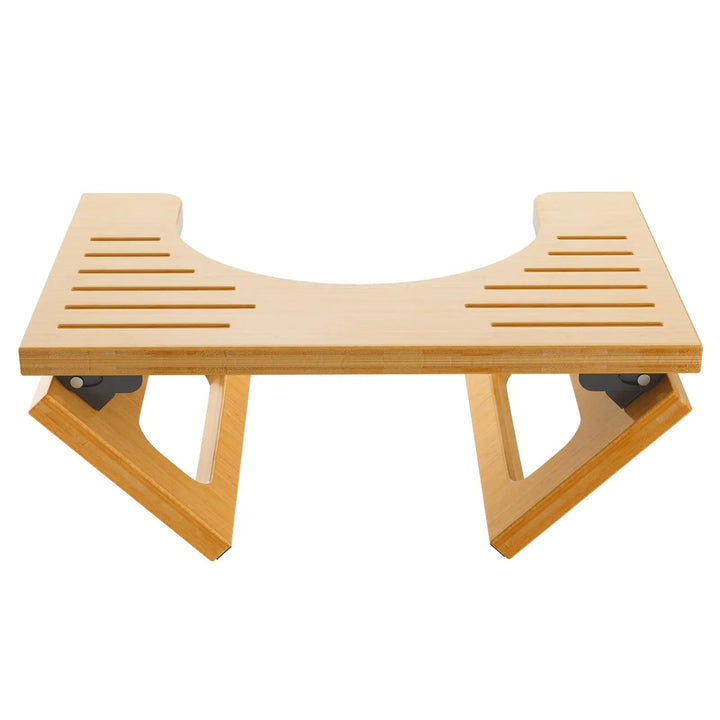 Foldable Bamboo Toilet Stool with Non Slip Strips, 41.5x27.5x18cm | Foldable Footstool for Bathrooms | Bathroom Stools